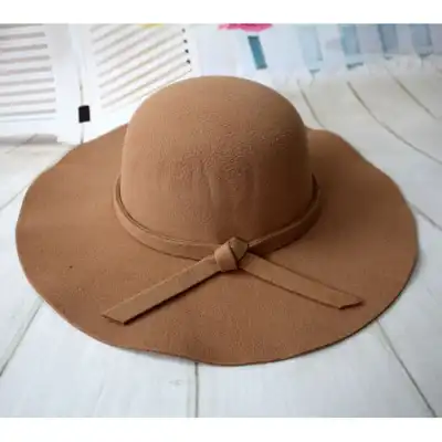 Sweet Girls Solid Color Bowknot Decor Bowler Sun Caps Wild Style Woolen Dome Hats