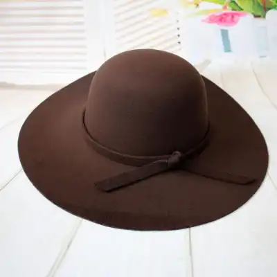 Sweet Girls Solid Color Bowknot Decor Bowler Sun Caps Wild Style Woolen Dome Hats