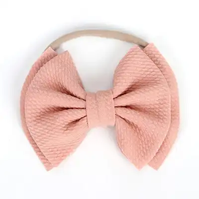 Kids Solid Color Bowknot Hair Accessory - Fabric Hair Tie for Child