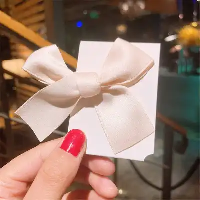 Solid Color Satin Bowknot Hair Clips for Girls Kids Accessories
