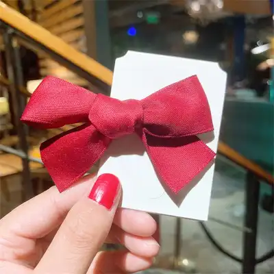 Solid Color Satin Bowknot Hair Clips for Girls Kids Accessories