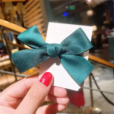 Solid Color Satin Bowknot Hair Clips for Girls Kids Accessories