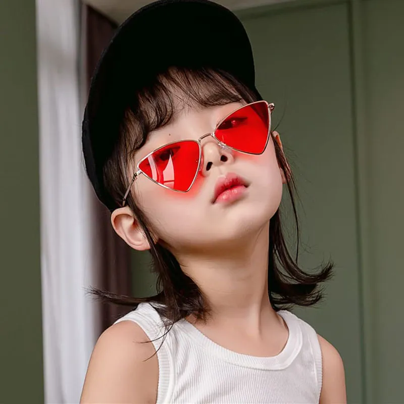 Kids Personality Triangle Frame Sunglasses with Metal Frame and AC Lens