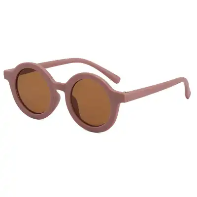 Kids Retro Solid Color Round Sunglasses with Metal Plastic Frame