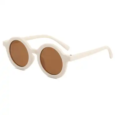 Kids Retro Solid Color Round Sunglasses with Metal Plastic Frame