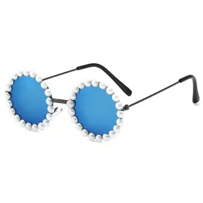 Kids Fashion Pearl Decoration Round Sunglasses Lightweight Plastic