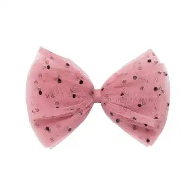 Girls Fashion Polka Dot Mesh Bowknot Bobby Pin Hair Clip for Kids