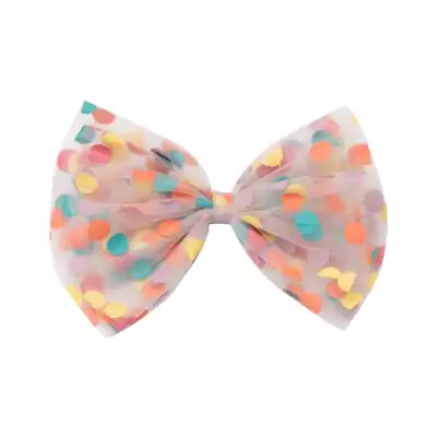 Girls Fashion Polka Dot Mesh Bowknot Bobby Pin Hair Clip for Kids