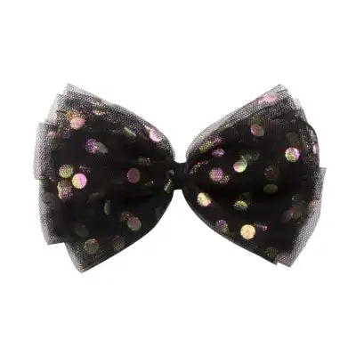 Girls Fashion Polka Dot Mesh Bowknot Bobby Pin Hair Clip for Kids