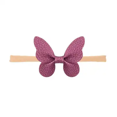 Girls Simple Solid Color Butterfly Bowknot Shaped Headband Hair Accessories
