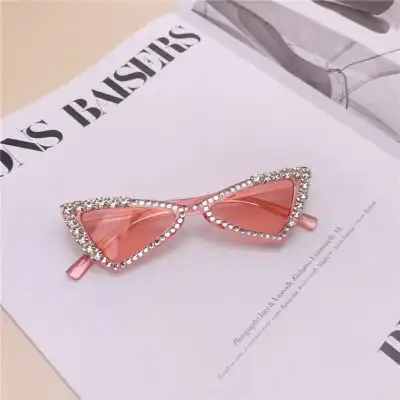 Girls Diamond Decor Triangle Frame Sunglasses Kids Shades