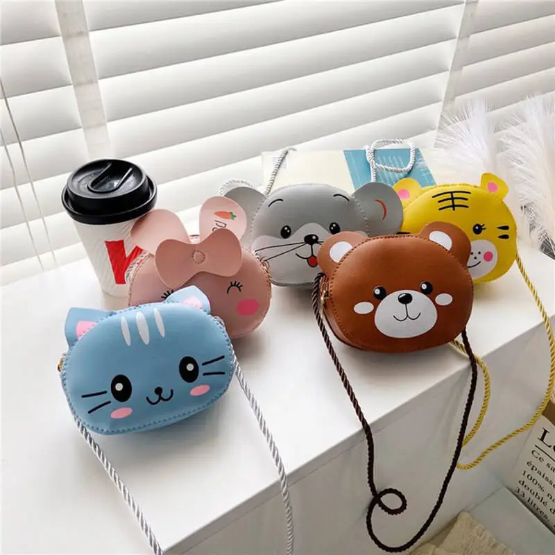 Girls Cute Animal Shaped Crossbody Bags for Toddler PU Leather Zipper Closure