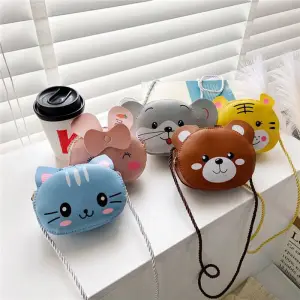 Girls Cute Animal Shaped Crossbody Bags for Toddler PU Leather Zipper Closure