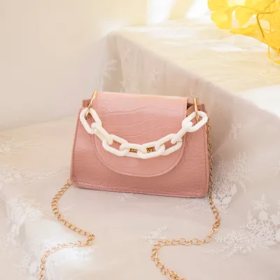 Women Simple Solid Color Crocodile Printed PU Crossbody Bags