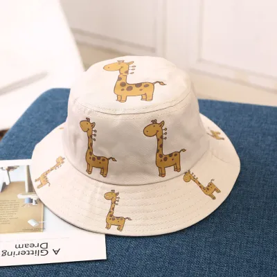 Kids Cute Deer Print Decoration Bucket Hat Unisex Cotton Sun Hat