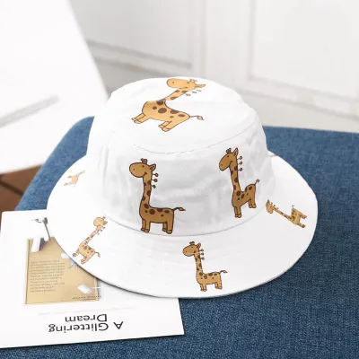 Kids Cute Deer Print Decoration Bucket Hat Unisex Cotton Sun Hat
