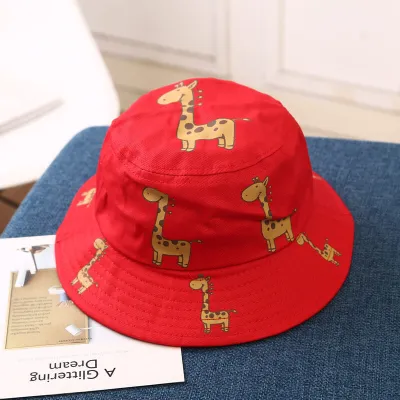 Kids Cute Deer Print Decoration Bucket Hat Unisex Cotton Sun Hat