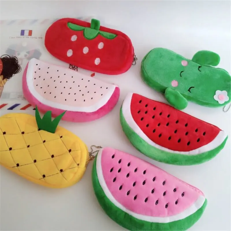 Kids Creativity Fruit Shape Stationery Bag Watermelon Plush