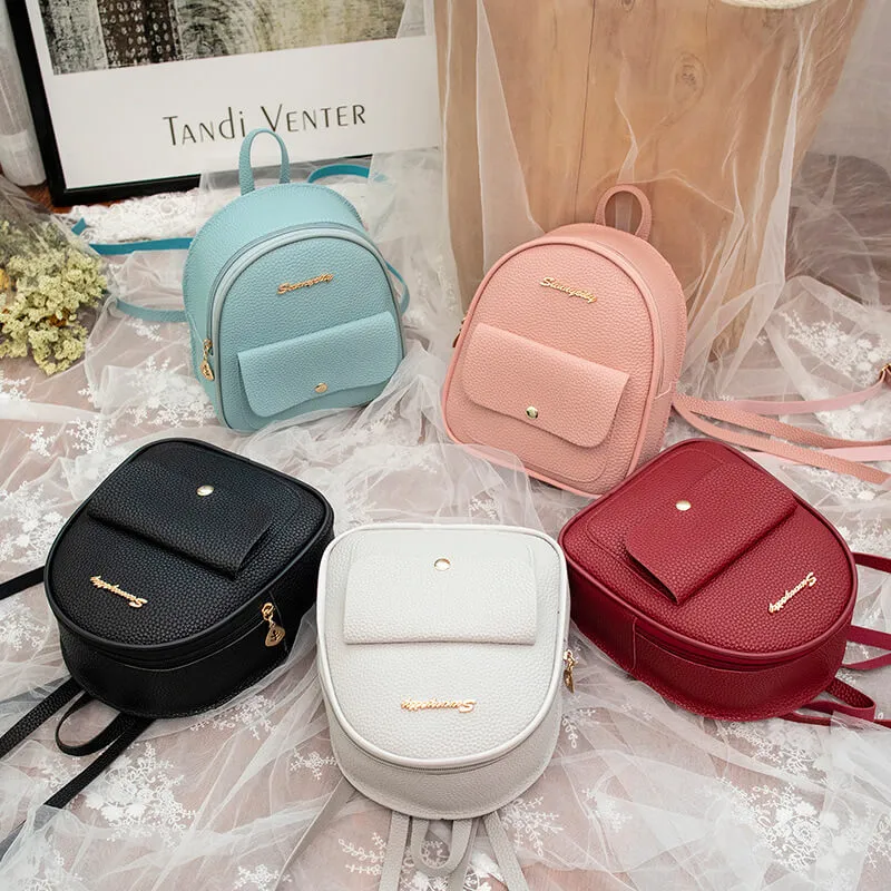 Kids Simple Solid Color PU Backpack