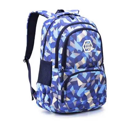Kids Rhombus Pattern Multicolor Schoolbag for Girls Primary School Oxford Cloth Soft Backpack with Zipper