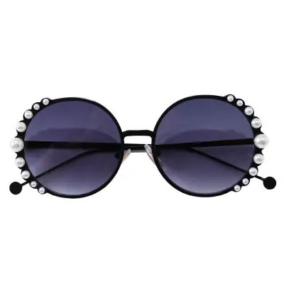 Girls Elegant Pearl Decoration Sunglasses Metal Frame Cute Children's