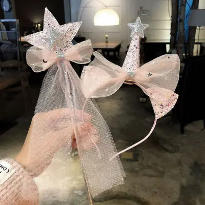 Girl Elegant Crown Bow Decoration Hair Accessories And Magic Wand