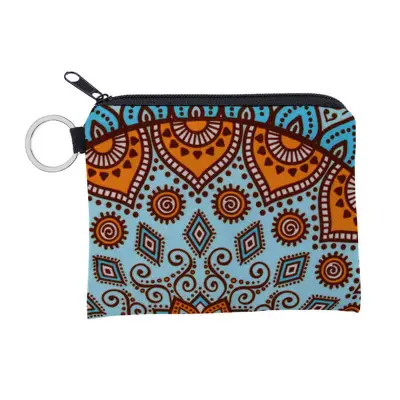 Girls Retro Flower Print Zipper Coin Purse