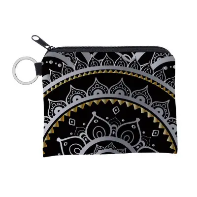 Girls Retro Flower Print Zipper Coin Purse