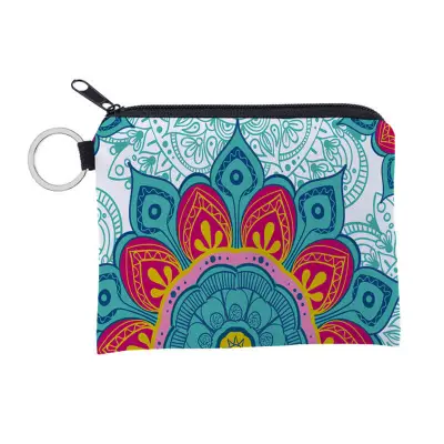 Girls Retro Flower Print Zipper Coin Purse
