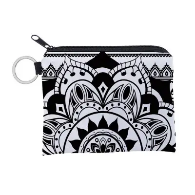 Girls Retro Flower Print Zipper Coin Purse