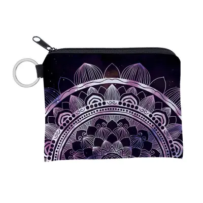 Girls Retro Flower Print Zipper Coin Purse