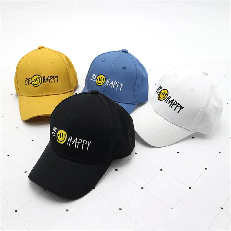 Boys Simple Smiley Letters Pattern Cap Unisex Cotton Dome Hat