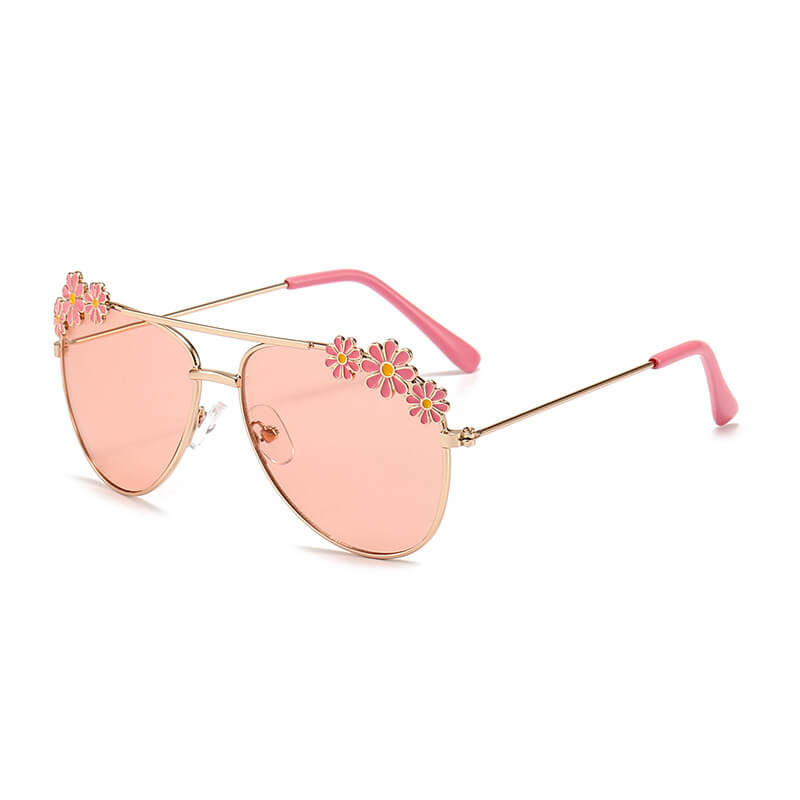 Wholesale Girls Fashion Daisy Decorated Frame Sunglasses
