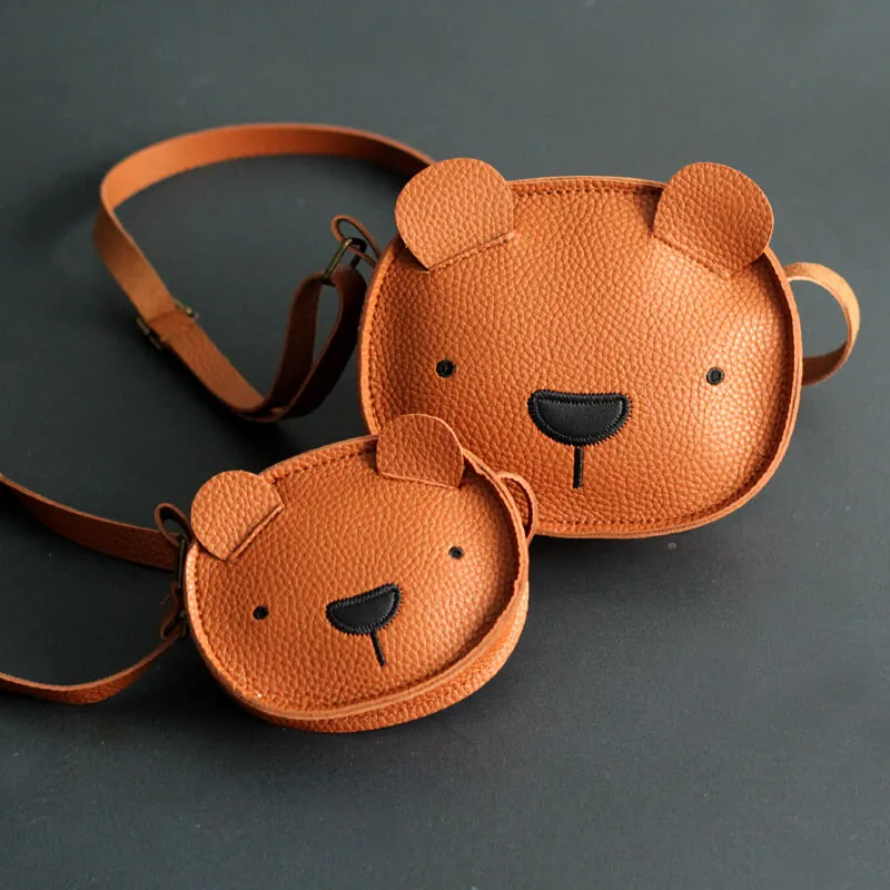 Toddler Girls Bear Pattern PU Leather Crossbody Mini Bags