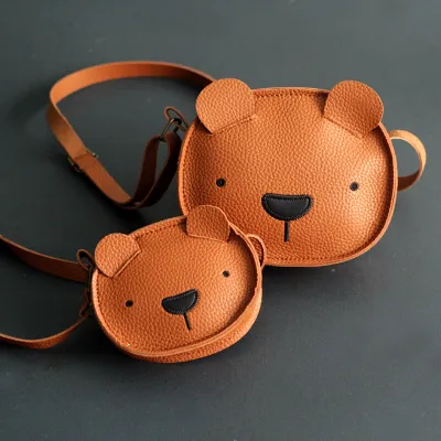 Toddler Girls Bear Pattern PU Leather Crossbody Mini Bags