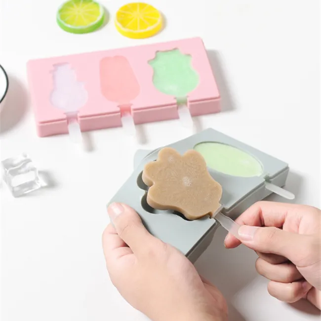 Homemade Ice Cream Stick Ice Silicone Mold Cartoon Simple Style for Home Kitchen