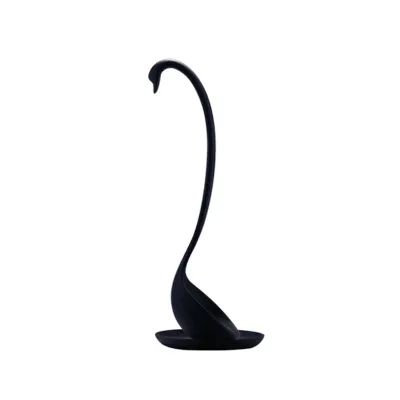 2pcs Swan Shaped Vertical Spoon With Dish Modern Minimalist Wheat Straw