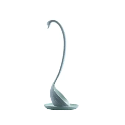 2pcs Swan Shaped Vertical Spoon With Dish Modern Minimalist Wheat Straw