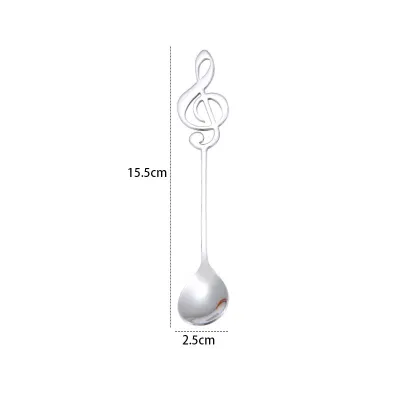 Music Note Design Spoon 304 Stainless Steel Japan South Korea Style Solid Color Kitchen Spoon