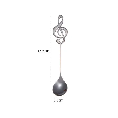 Music Note Design Spoon 304 Stainless Steel Japan South Korea Style Solid Color Kitchen Spoon
