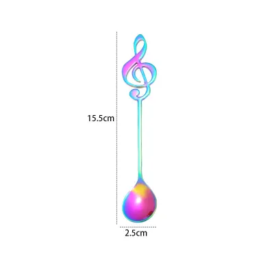 Music Note Design Spoon 304 Stainless Steel Japan South Korea Style Solid Color Kitchen Spoon