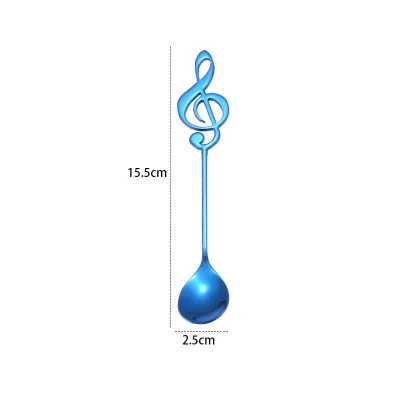 Music Note Design Spoon 304 Stainless Steel Japan South Korea Style Solid Color Kitchen Spoon