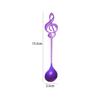 Music Note Design Spoon 304 Stainless Steel Japan South Korea Style Solid Color Kitchen Spoon