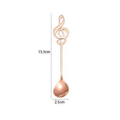 Music Note Design Spoon 304 Stainless Steel Japan South Korea Style Solid Color Kitchen Spoon
