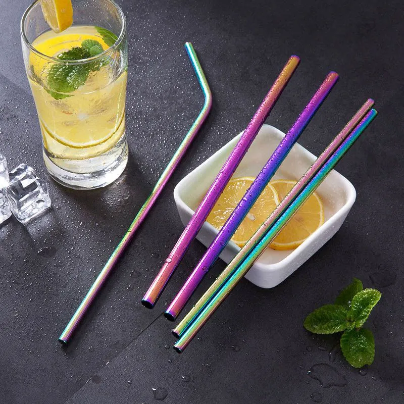 Creative 304 Stainless Steel Straw Western Style Round Solid Color