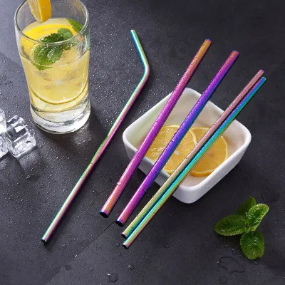 Creative 304 Stainless Steel Straw Western Style Round Solid Color