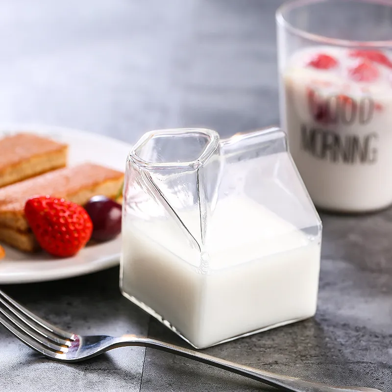 Creative Grass Glass Milk Cup Solid Color Regular Polygon 201-300ml for Home Kitchen