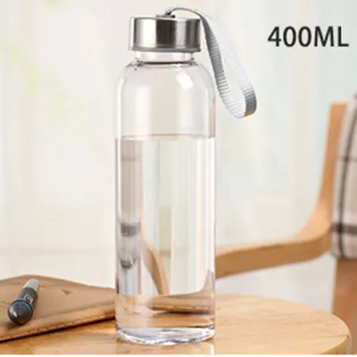 Portable Clear Water Bottle With Lanyard Creative Cylindrical Sports Cup Home Kitchen Solid Color AS Material 300ml 400ml 500ml