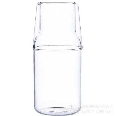 Glass Water Bottle With 1pc Cup Simple Style For Juice Drink