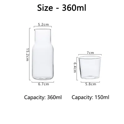 Glass Water Bottle With 1pc Cup Simple Style For Juice Drink